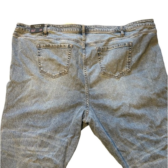 NWT TORRID 30R High Rise Straight Jeans With Gold Sequins Ripped Cuttoff Style - Picture 8 of 11